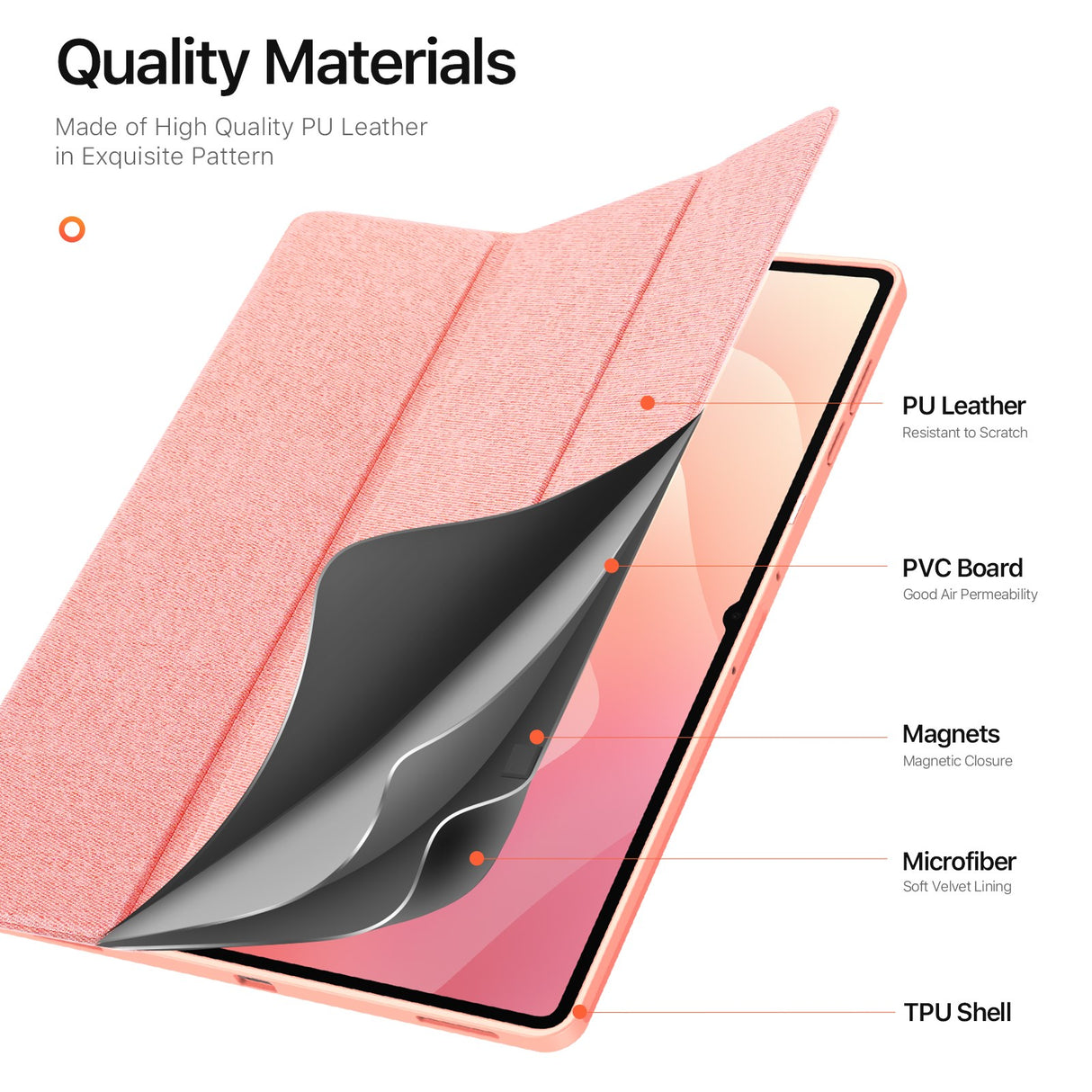 Samsung Galaxy Tab S11 Ultra DUX DUCIS DOMO Series Flip Case with Pen Holder - Pink