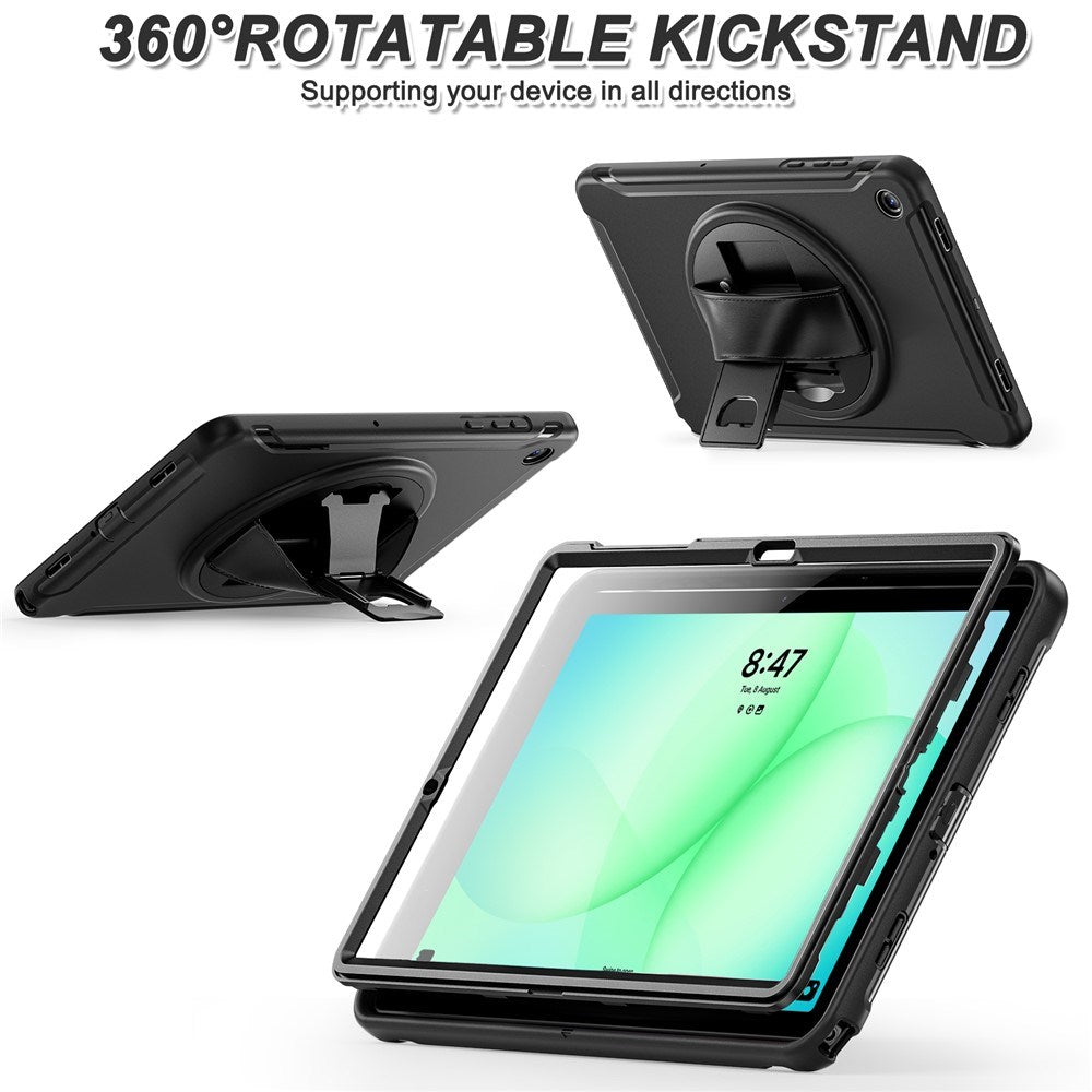 Samsung Galaxy Tab A11+ (Plus) EIDERWOOD Shockproof Case with 360 Degree Rotatable Kickstand - Black