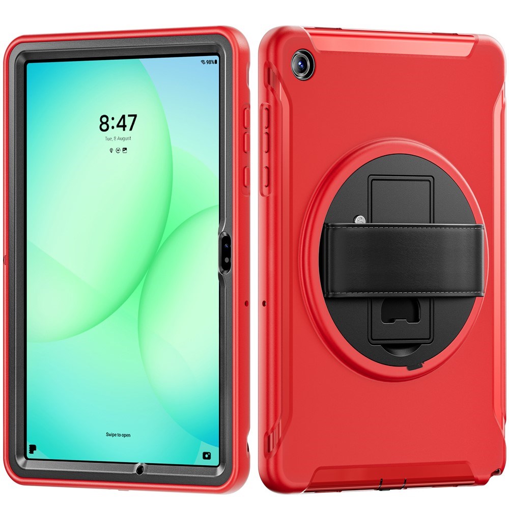 Samsung Galaxy Tab A11+ (Plus) EIDERWOOD Shockproof Case with 360 Degree Rotatable Kickstand - Red