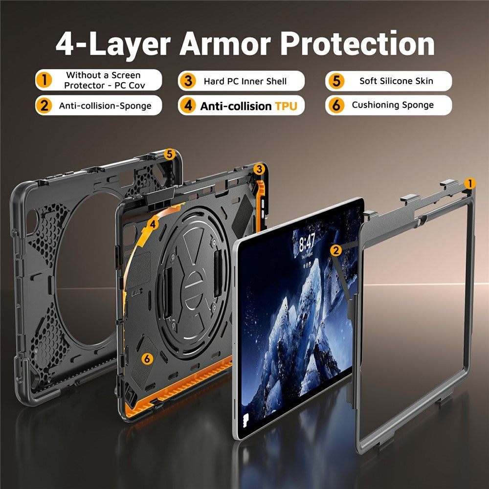 Samsung Galaxy Tab S12+ (Plus) EIDERWOOD Hybrid Rugged Case w. Kickstand - Black