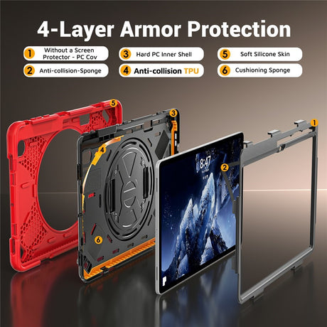 Samsung Galaxy Tab S12+ (Plus) EIDERWOOD Hybrid Rugged Case w. Kickstand - Red