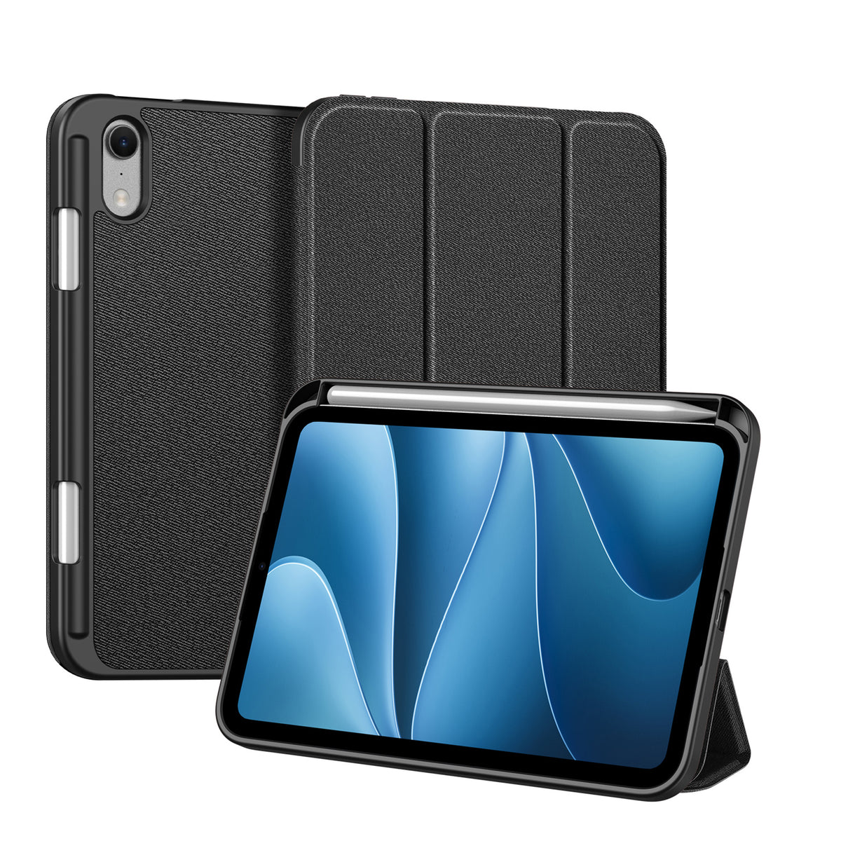 iPad Mini (2026) 8th Gen. DUX DUCIS DOMO Tri-Fold Faux Leather Flip Case - Black