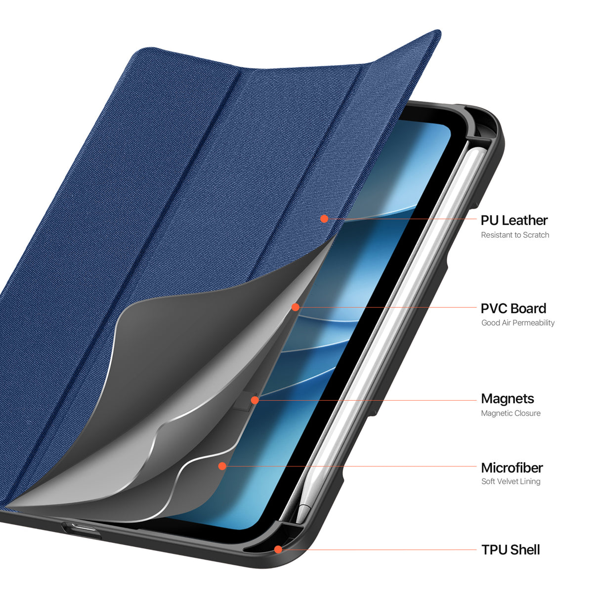 iPad Mini (2026) 8th Gen. DUX DUCIS DOMO Tri-Fold Faux Leather Flip Case - Blue