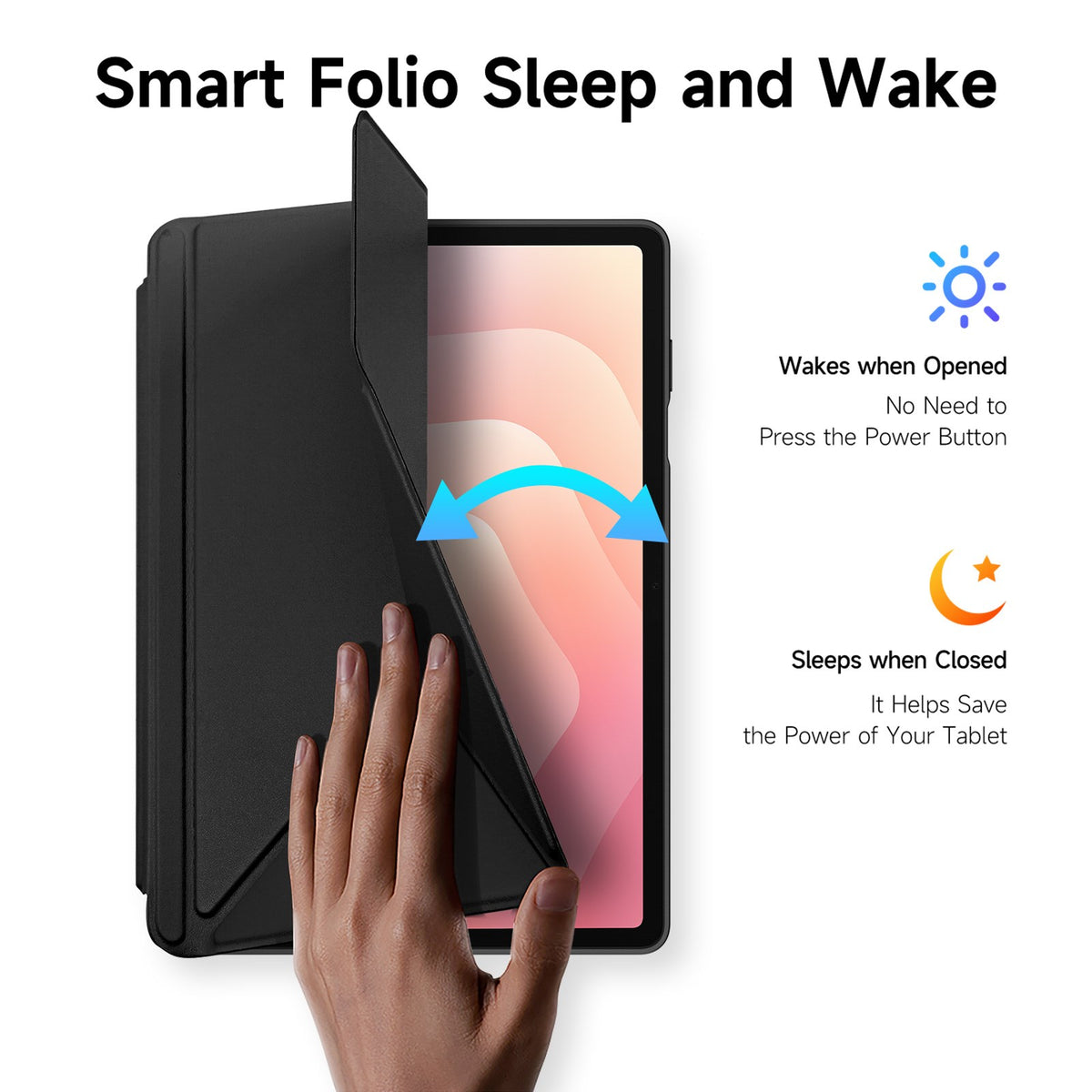 Samsung Galaxy Tab S12+ (Plus) DUX DUCISOrigami Hybrid Faux Leather Flip Case - Black