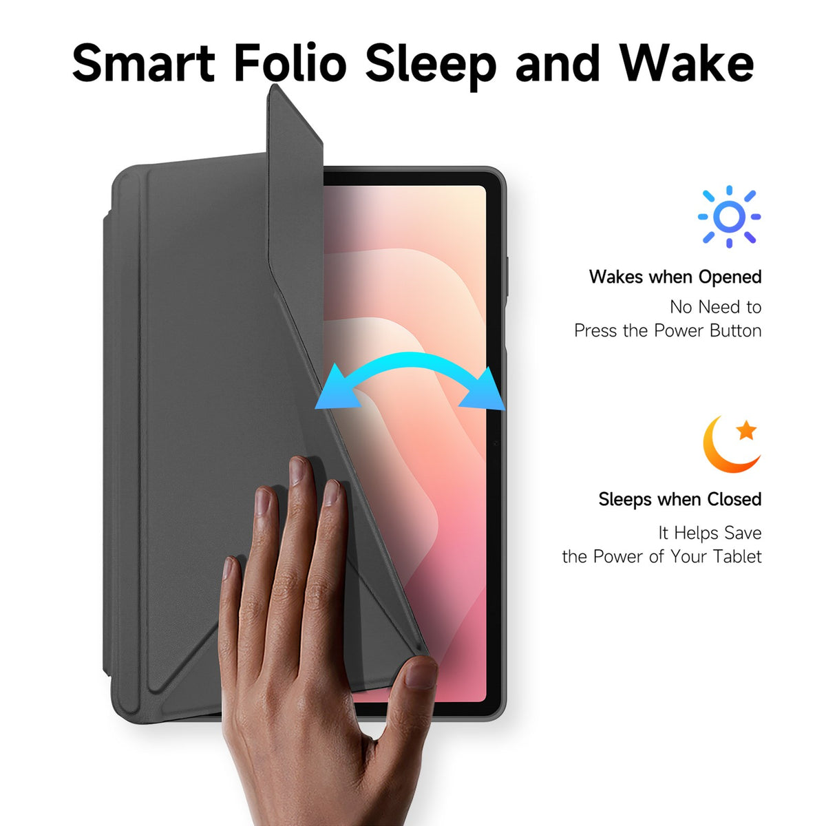 Samsung Galaxy Tab S12+ (Plus) DUX DUCISOrigami Hybrid Faux Leather Flip Case - Grey