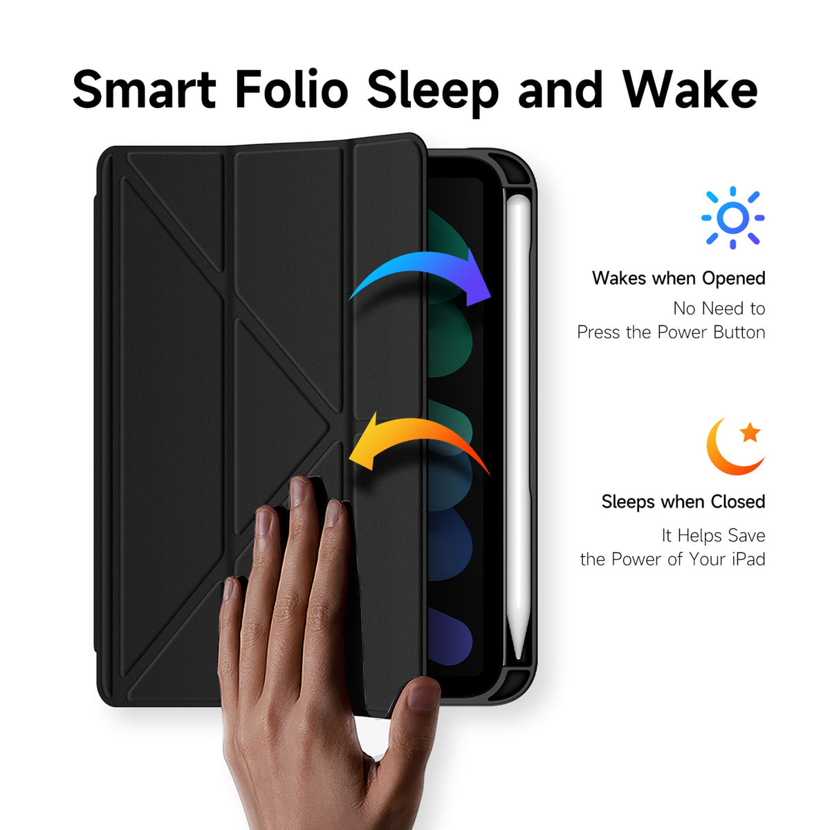 iPad Mini (2026) 8th Gen. DUX DUCIS MAGI Origami Hybrid Flip Case with Stand - Black