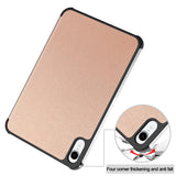 iPad Mini (2026) 8th Gen. EIDERWOOD Faux Leather Tri-Fold Flip Case with Stand Function - Rose Gold