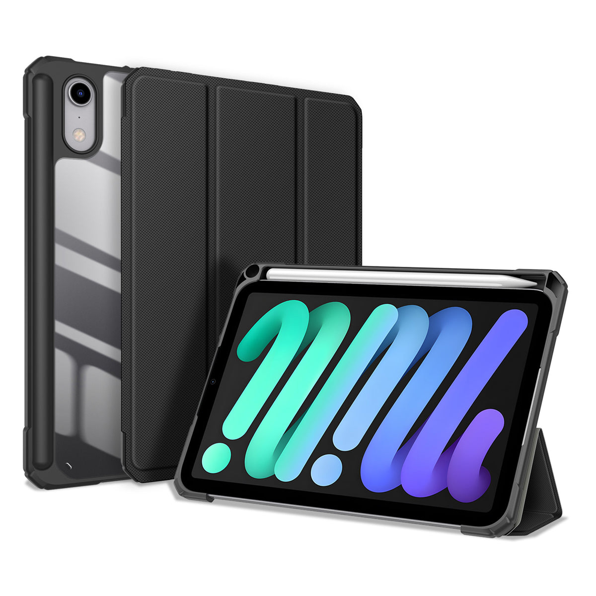 iPad Mini (2026) 8th Gen. DUX DUCIS TOBY Tri-Fold Faux Leather Flip Case with Stand - Black