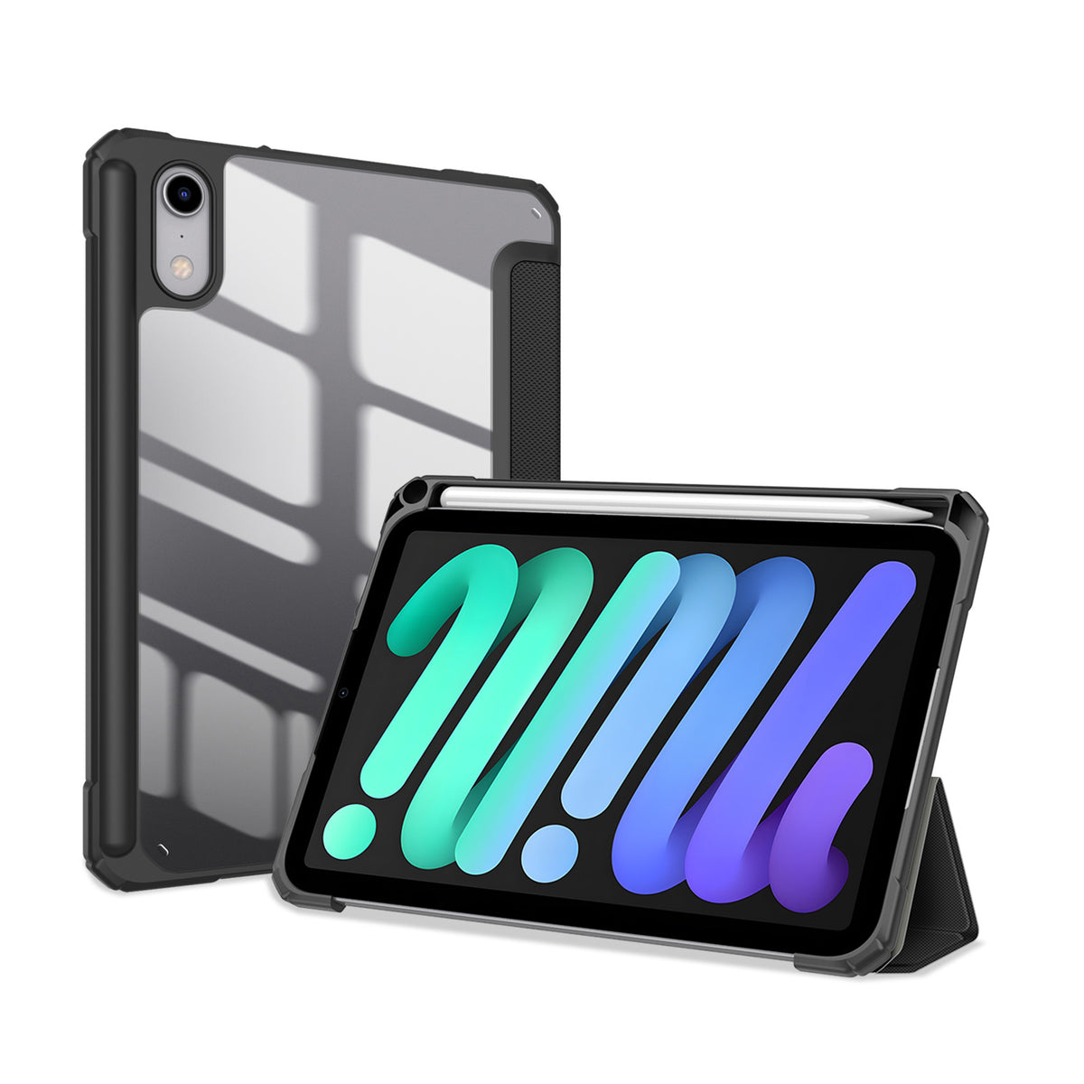 iPad Mini (2026) 8th Gen. DUX DUCIS TOBY Tri-Fold Faux Leather Flip Case with Stand - Black