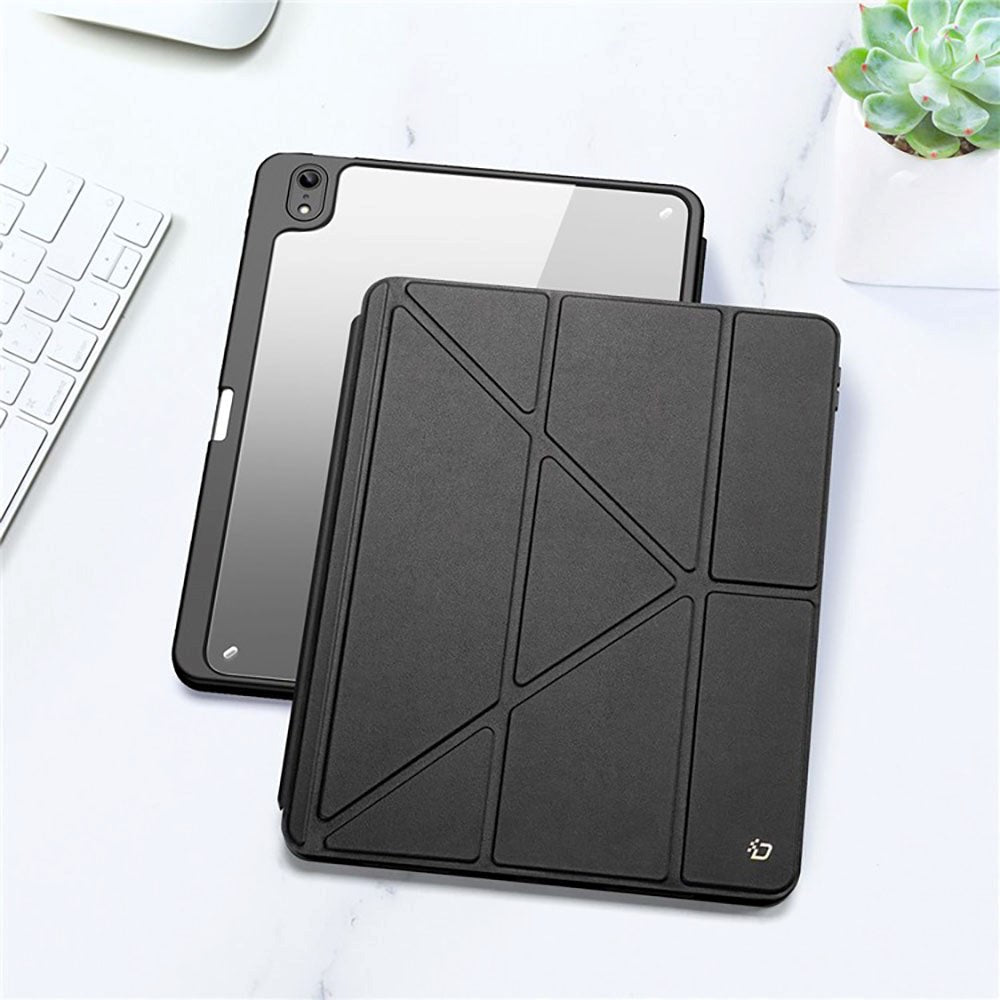 iPad 10.9" (2022) PU Leather / Plastic Flip Case - DUX DUCIS MAGI Series - Transparent / Black