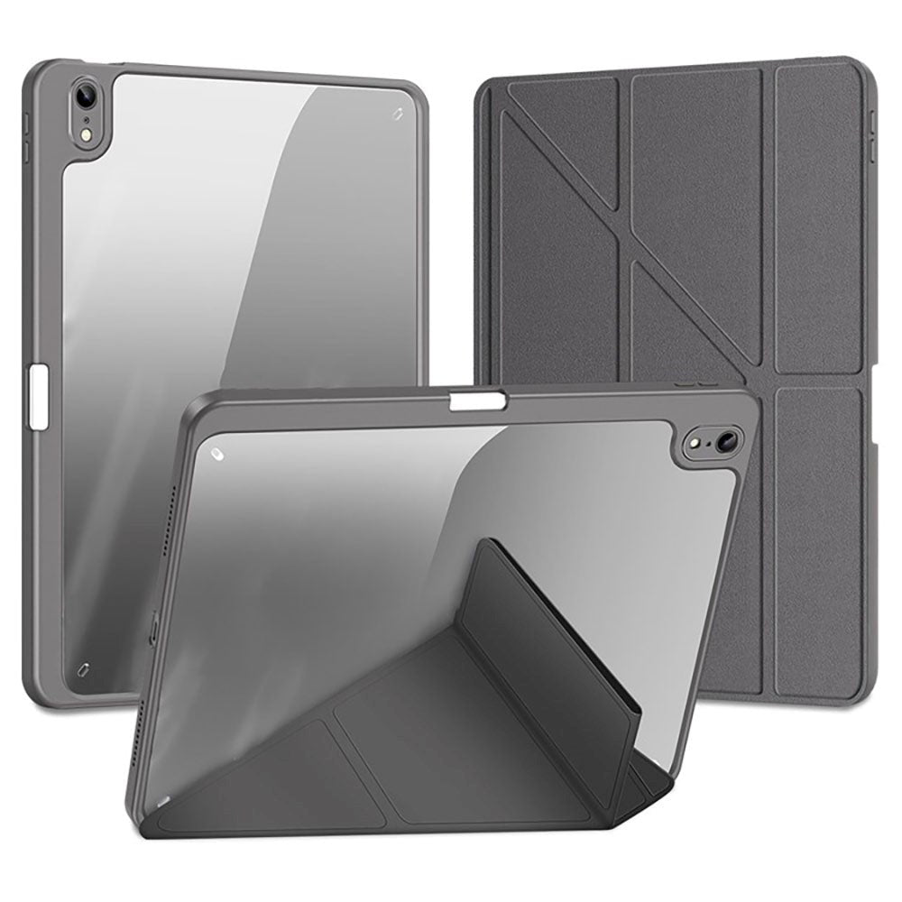 iPad 10.9" (2022) PU Leather / Plastic Flip Case - DUX DUCIS MAGI Series - Transparent / Grey