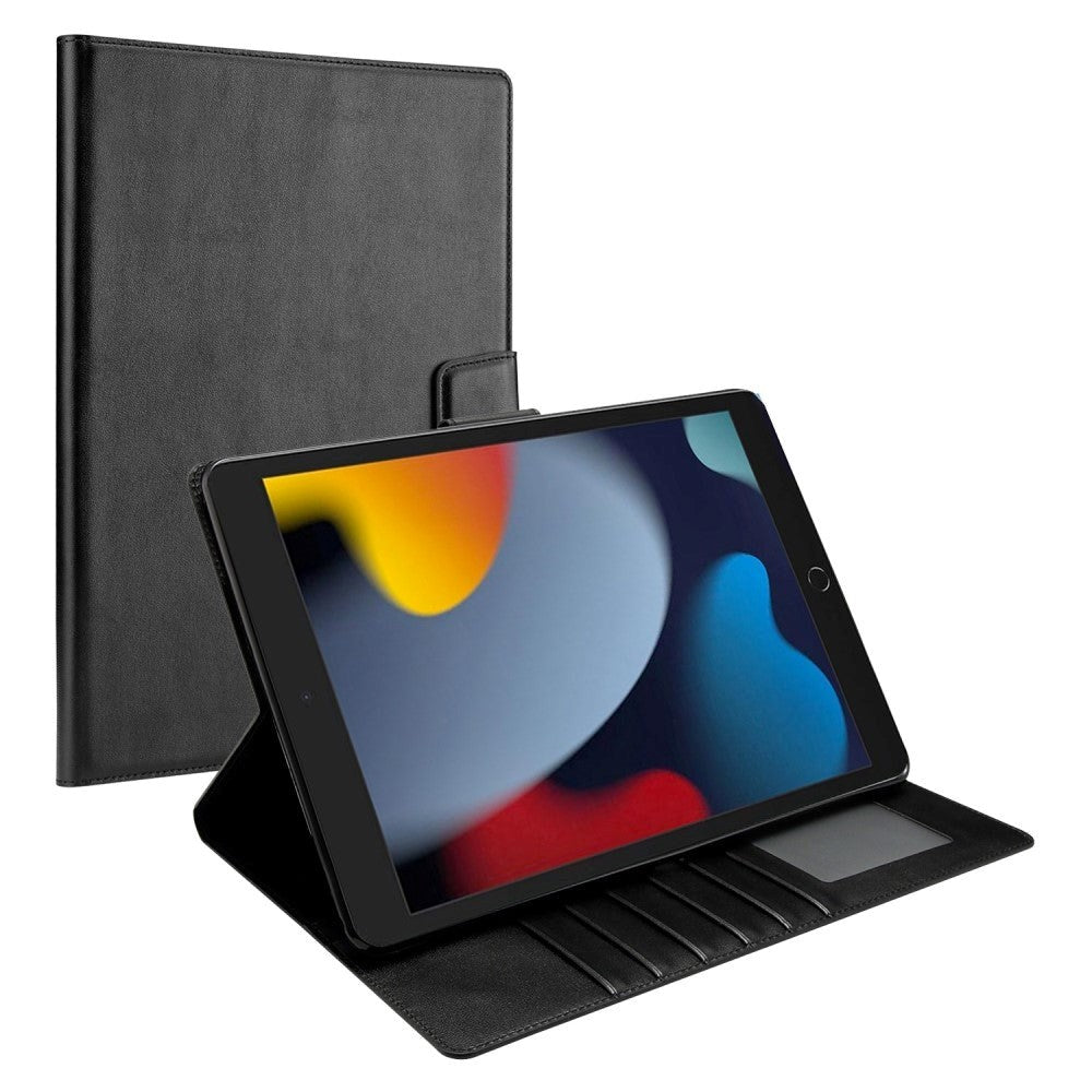 iPad 10.2" (2021 / 2020 / 2019) / Air (2019) / Pro 10.5" Faux Leather Flip Case w. Card Holder & Kickstand - Black