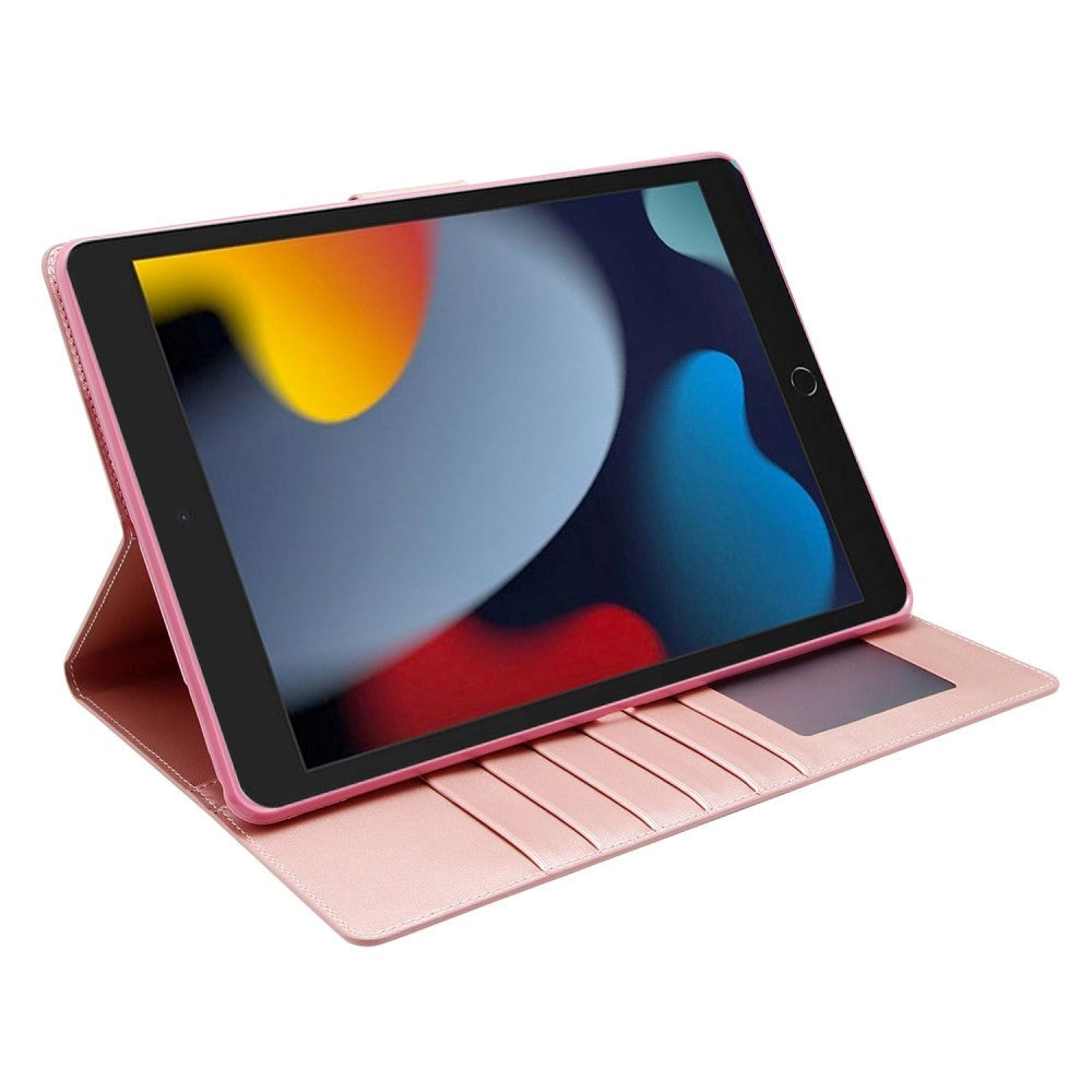 iPad 10.2" (2021 / 2020 / 2019) / Air (2019) / Pro 10.5" Faux Leather Flip Case w. Card Holder & Kickstand - Rose Gold