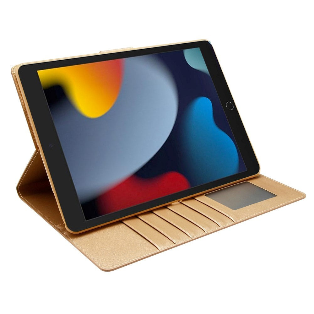 iPad 10.2" (2021 / 2020 / 2019) / Air (2019) / Pro 10.5" Faux Leather Flip Case w. Card Holder & Kickstand - Gold