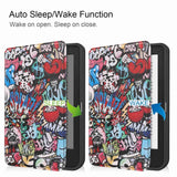 Kobo Clara 2E PU Leather Flip Case w. Seelp/ Wake-up Function - Graffiti