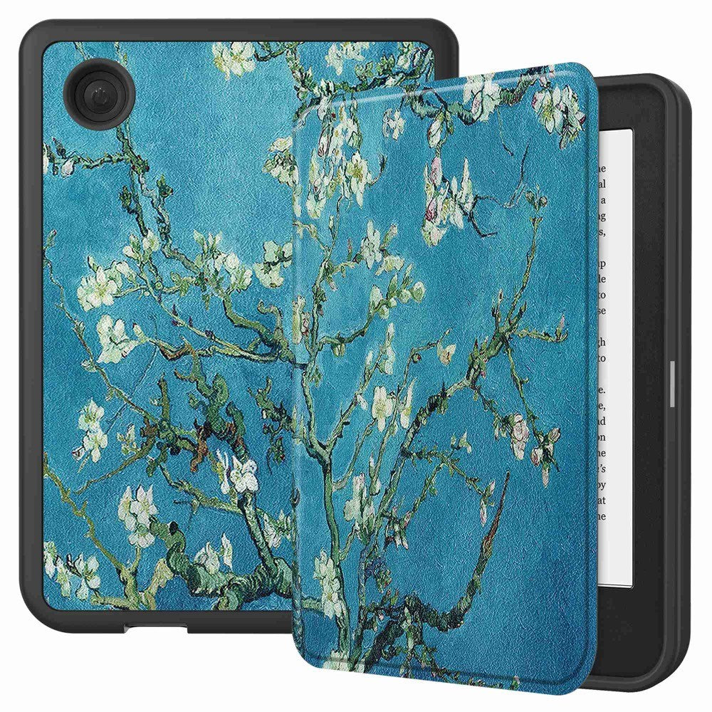 Kobo Clara 2E PU Leather Flip Case w. Seelp/ Wake-up Function - Flower Branches