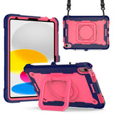 iPad 10.9 (2022) Tough Silicone Cover w. 360 Degree Stand & Carrying Strap - Pink / Blue