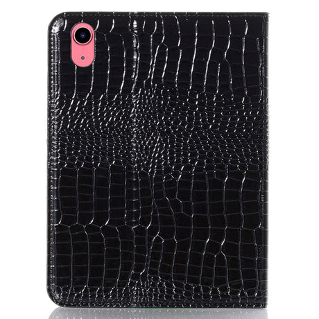 iPad 10.9" (2022) Crocodile Leather Texture Flip Cover w. Stand Function & Card Holder - Black