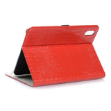 iPad 10.9" (2022) Crocodile Leather Texture Flip Cover w. Stand Function & Card Holder - Red