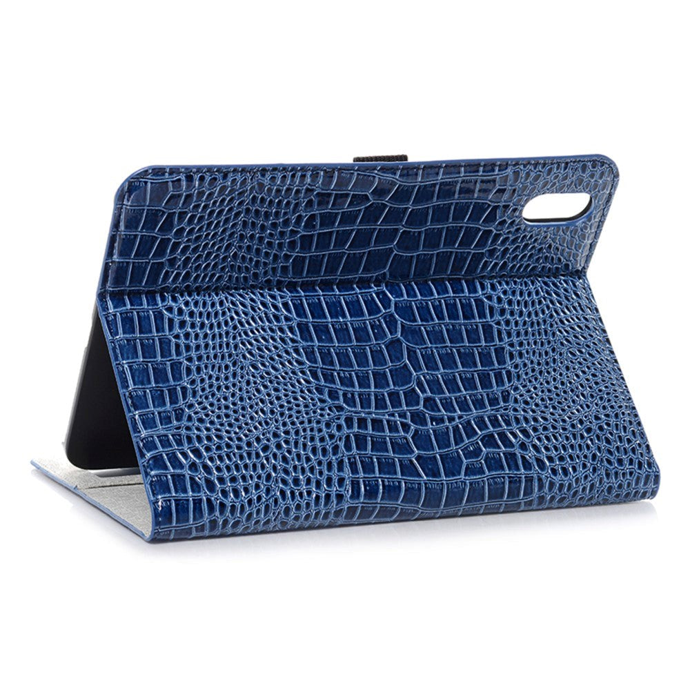 iPad 10.9" (2022) Crocodile Leather Texture Flip Cover w. Stand Function & Card Holder - Blue