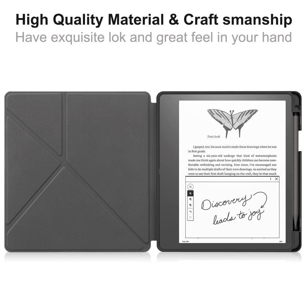 Amazon Kindle Scribe 11th Generation (2022) Origami Leather Flip Case with Pen Holder - Cat