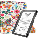 Amazon Kindle Scribe 11th Generation (2022) Origami Leather Flip Case with Pen Holder - Colorful Butterflies