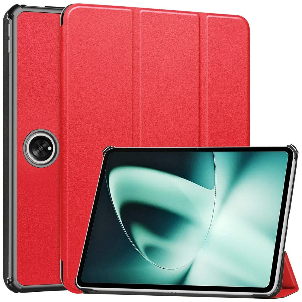 OnePlus Pad / Oppo Pad 2 Tri-Fold Leather Flip Case w. Wake Up/Sleep Function - Red