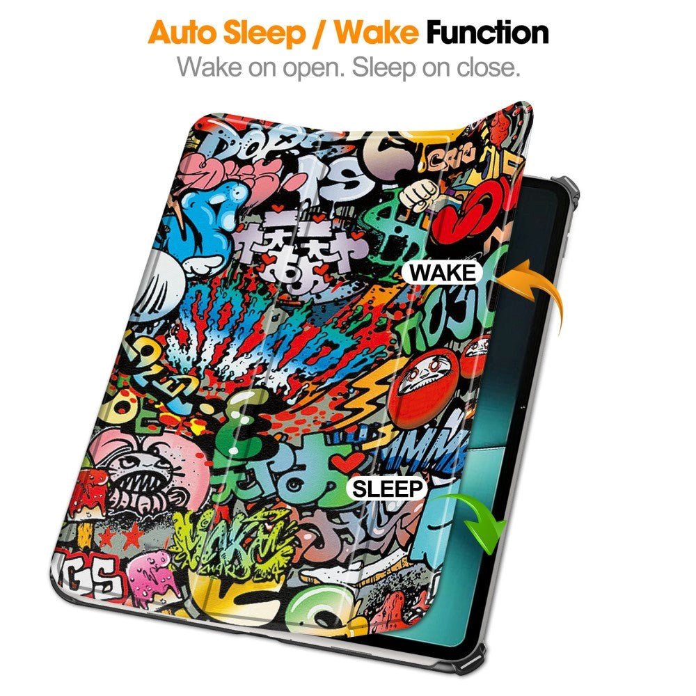 OnePlus Pad / Oppo Pad 2 PU Leather Flip Case W. Kickstand & Wake-up Function - Graffiti