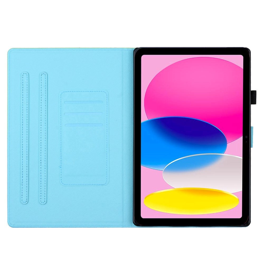 iPad 10.9" (2022) Kickstand PU Leather Case w. Wake-up Function & Card holder - Pink / Blue