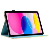 iPad 10.9" (2022) Kickstand PU Leather Case w. Wake-up Function & Card holder - Pink / Blue