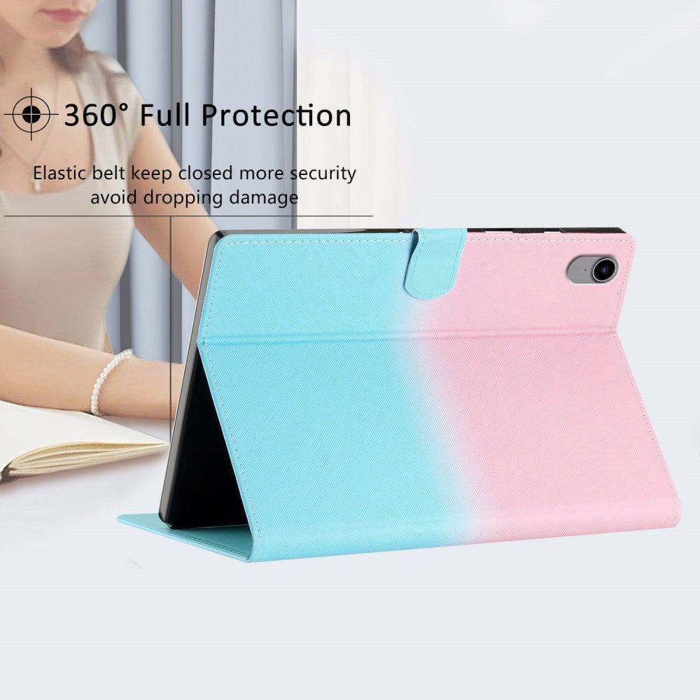 iPad 10.9" (2022) Kickstand PU Leather Case w. Wake-up Function & Card holder - Pink / Light Blue