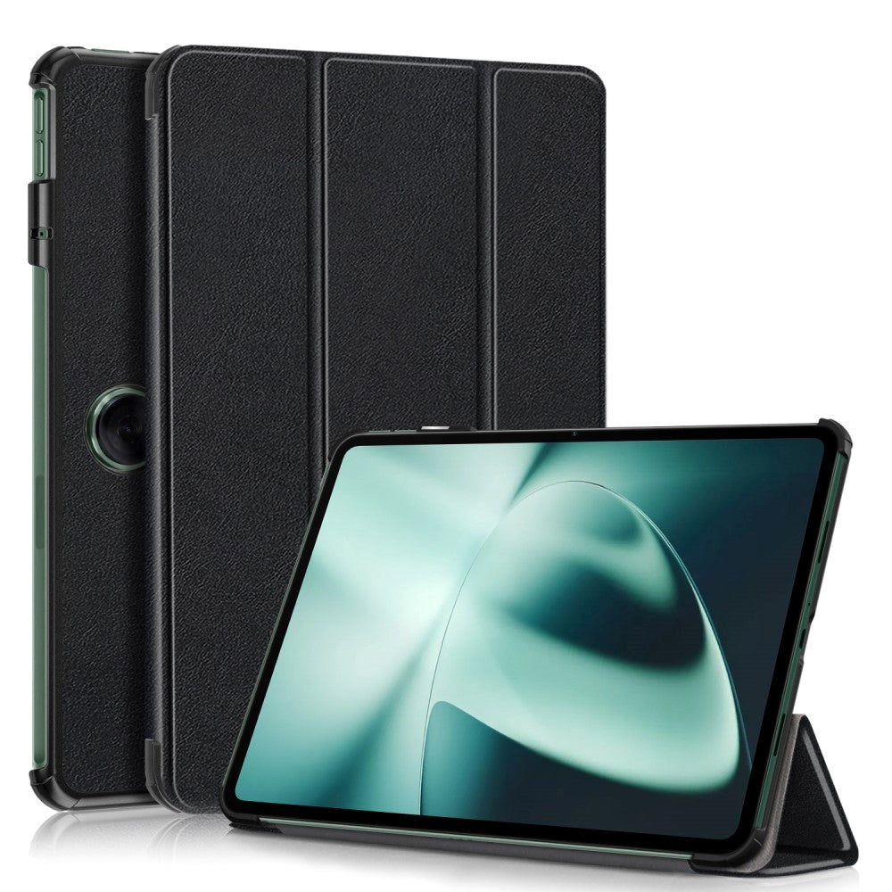 OnePlus Pad / Oppo Pad 2 Tri-Fold Leather Case w. Stand - Black