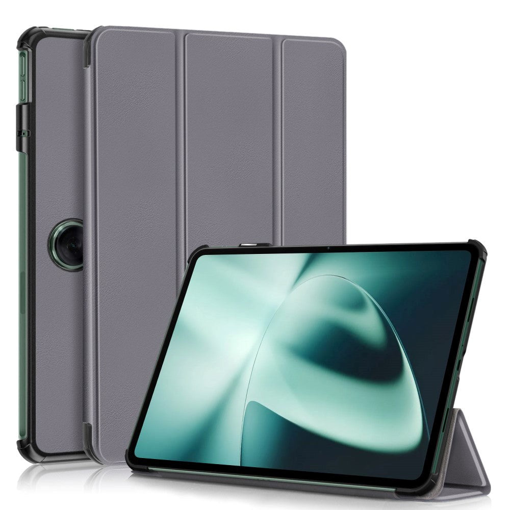 OnePlus Pad / Oppo Pad 2 Tri-Fold Leather Case w. Stand - Grey