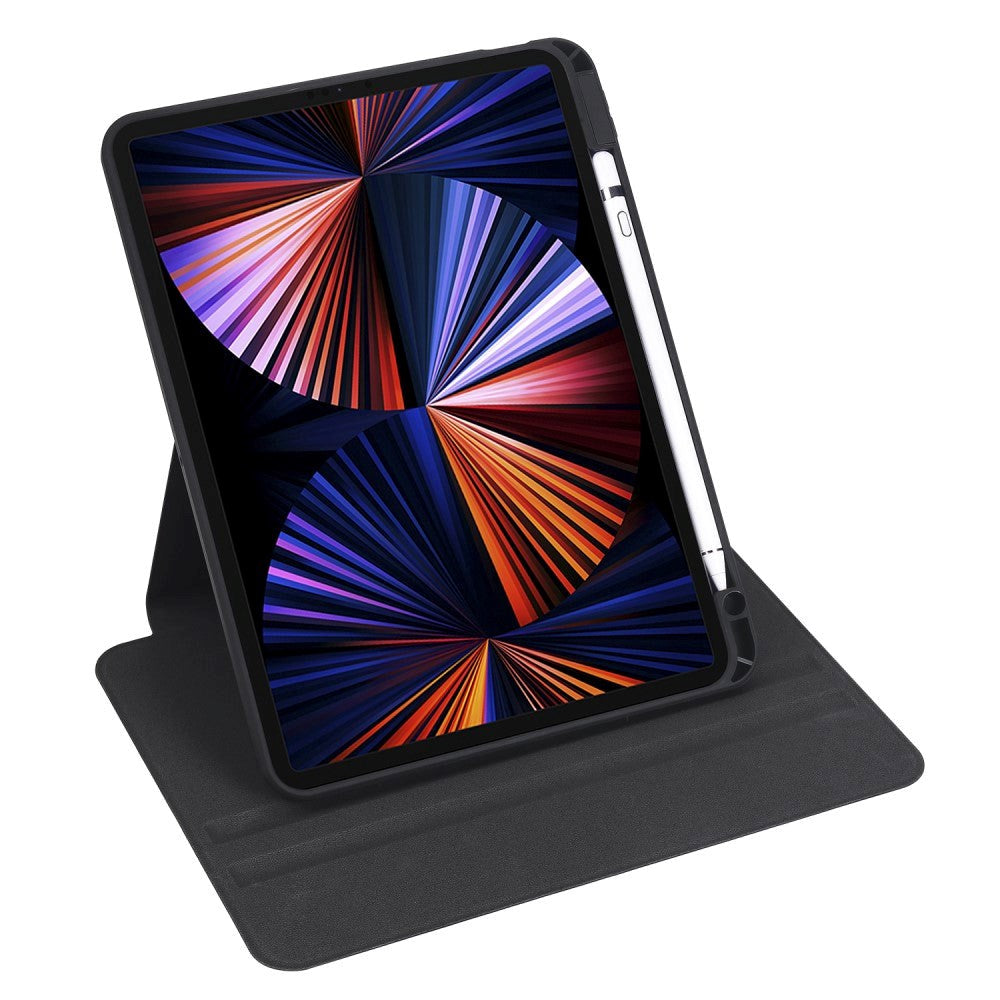 iPad Pro 12.9" (2022 / 2021 / 2020 / 2018) Hybrid Flip Case Apple Pencil Holder - Black / Transparent