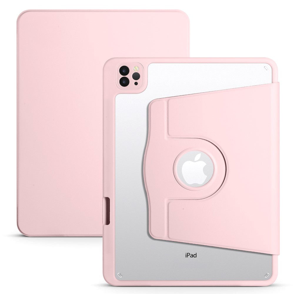 iPad Pro 12.9" (2022 / 2021 / 2020 / 2018) Hybrid Flip Case Apple Pencil Holder - Pink / Transparent