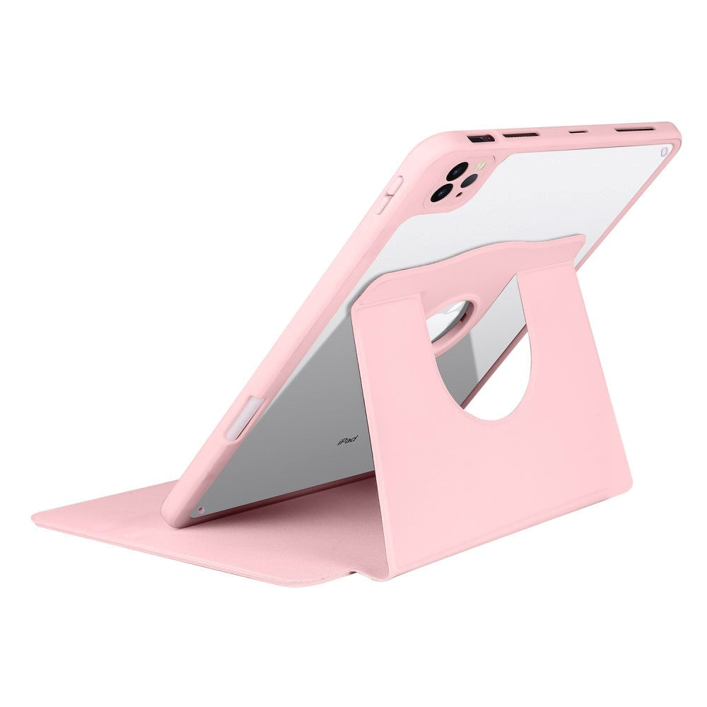 iPad Pro 12.9" (2022 / 2021 / 2020 / 2018) Hybrid Flip Case Apple Pencil Holder - Pink / Transparent