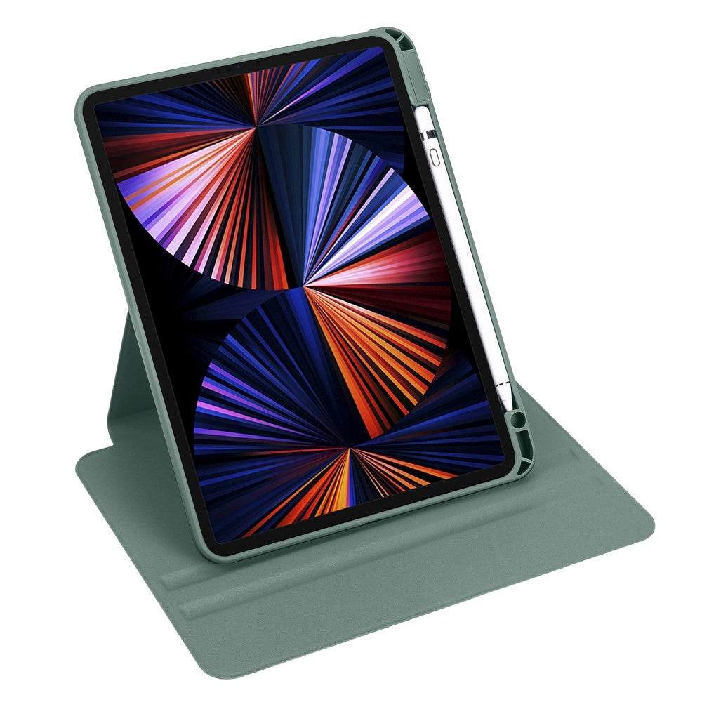 iPad Pro 12.9" (2022 / 2021 / 2020 / 2018) Hybrid Flip Case Apple Pencil Holder - Green / Transparent