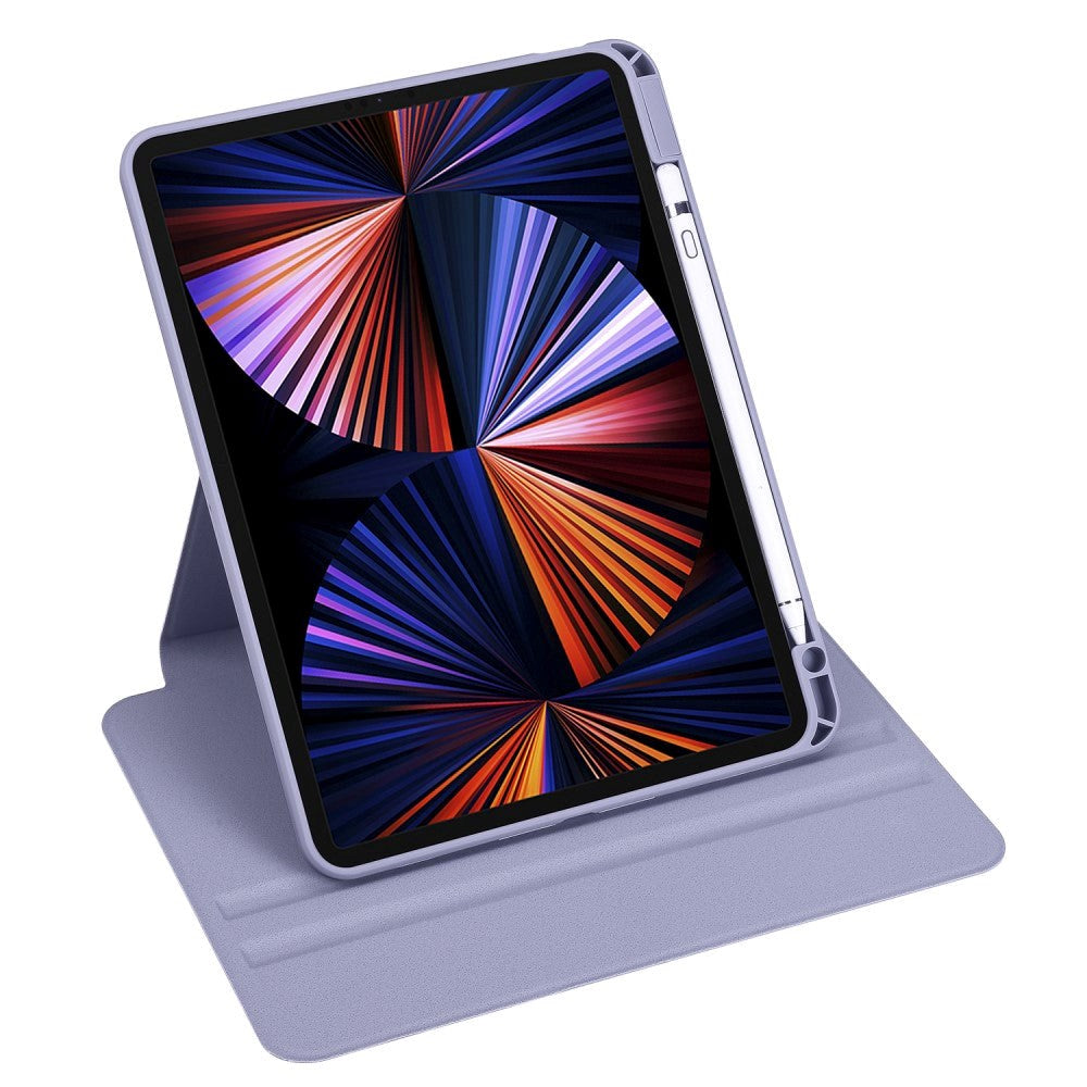 iPad Pro 12.9" (2022 / 2021 / 2020 / 2018) Hybrid Flip Case Apple Pencil Holder - Purple / TransparentPurple / Transparent