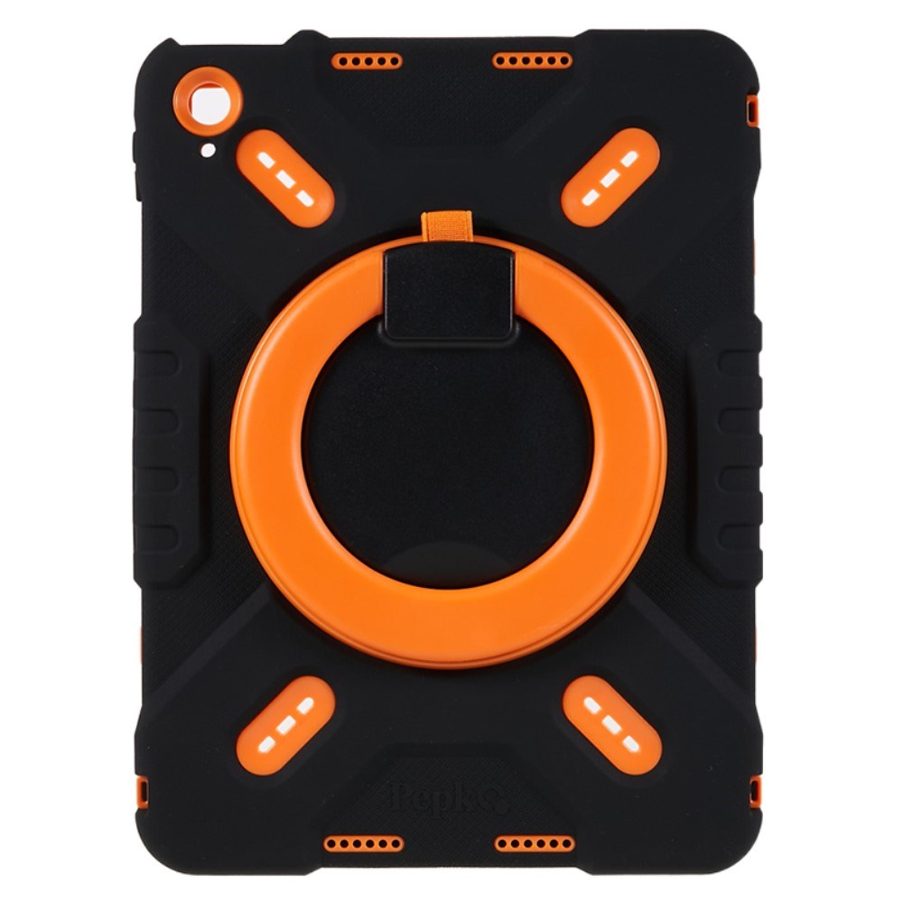 Pepkoo iPad 11" (2025) / 10.9" (2024 / 2022) Kids Case with Rotatable Stand - Black / Orange