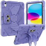 iPad 10.9" (2022) Hybrid Drop Proof Case w. Kickstand, Pen Holder & Owl Motif - Purple