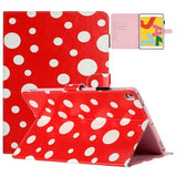 iPad 10.2" (2021 / 2020 / 2019) / Air 10.5" (2019) / Pro 10.5" Leather Flip Case w. Colored Dots - Red / White