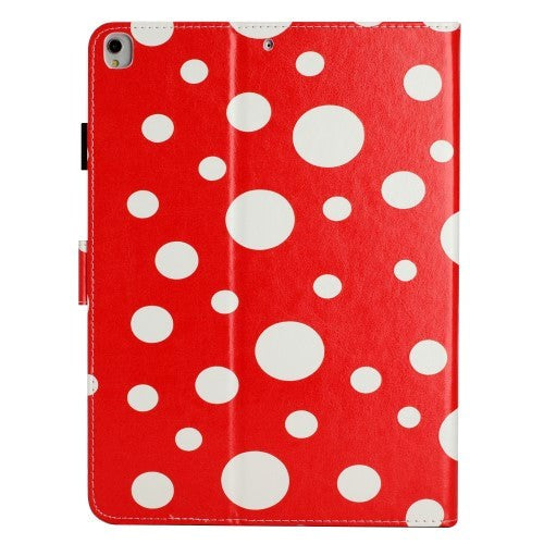 iPad 10.2" (2021 / 2020 / 2019) / Air 10.5" (2019) / Pro 10.5" Leather Flip Case w. Colored Dots - Red / White