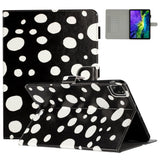 iPad Air (2022 / 2020) / Pro 11 (2022 / 2021 / 2020 / 2018) Leather Flip Case w. Colored Dots - Black / White