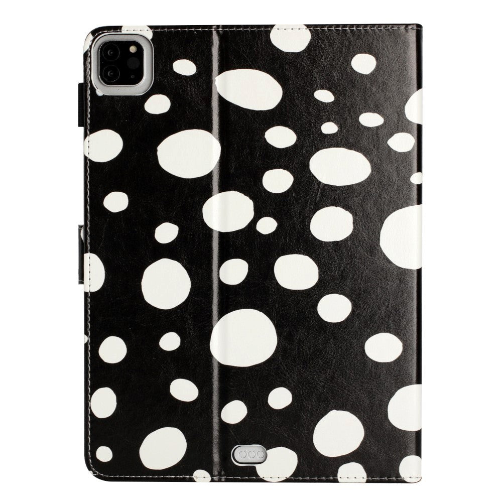 iPad Air (2022 / 2020) / Pro 11 (2022 / 2021 / 2020 / 2018) Leather Flip Case w. Colored Dots - Black / White