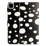 iPad Air (2022 / 2020) / Pro 11 (2022 / 2021 / 2020 / 2018) Leather Flip Case w. Colored Dots - Black / White