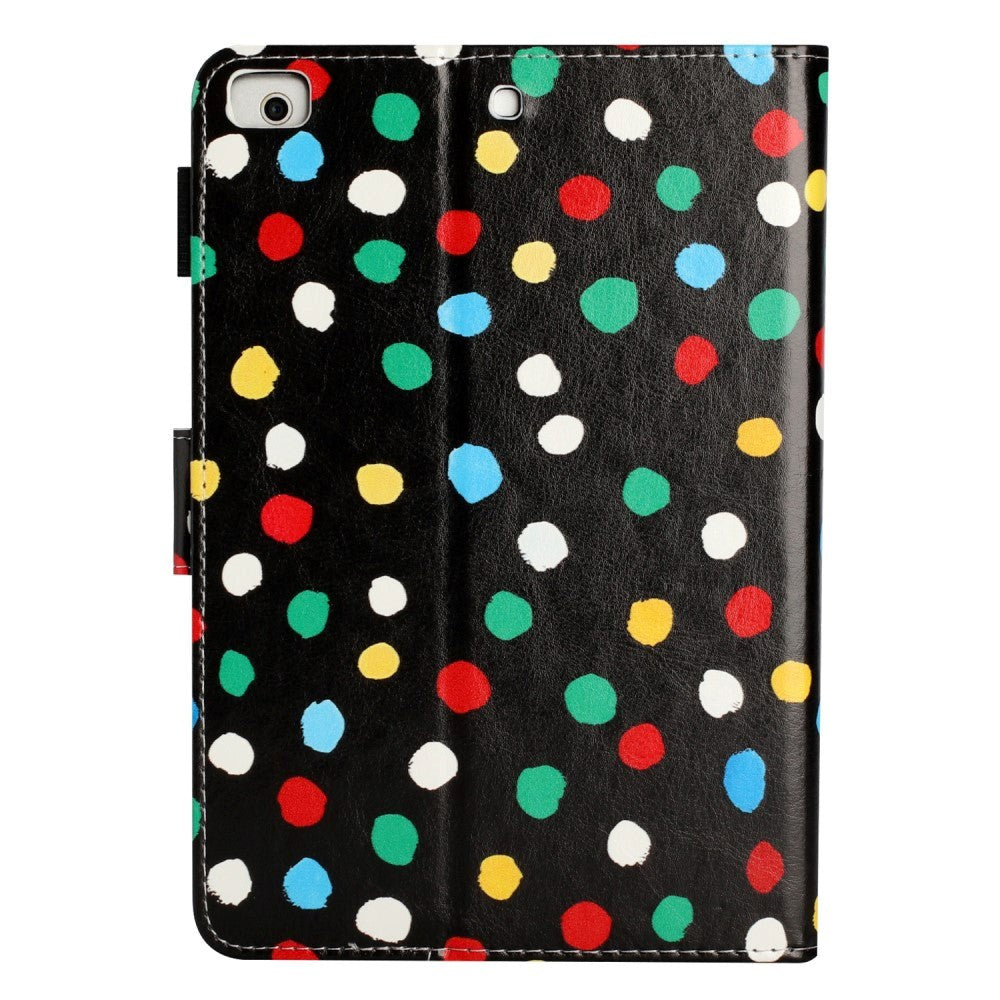 iPad Pro 9.7 (2016) / iPad Air / iPad Air 2 / iPad 9.7 (2017/2018) Leather Flip Case w. Colored Dots - Black / Multi