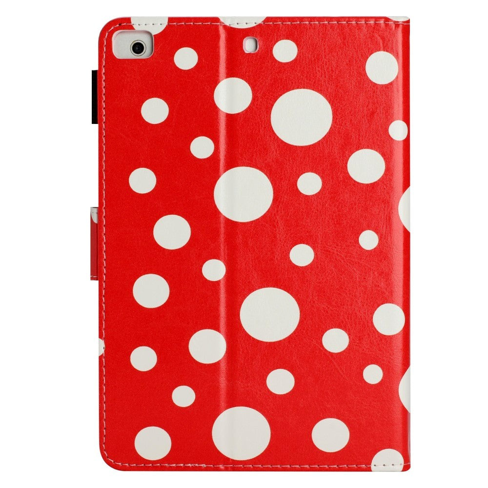 iPad Pro 9.7 (2016) / iPad Air / iPad Air 2 / iPad 9.7 (2017/2018) Leather Flip Case w. Colored Dots - Red / White