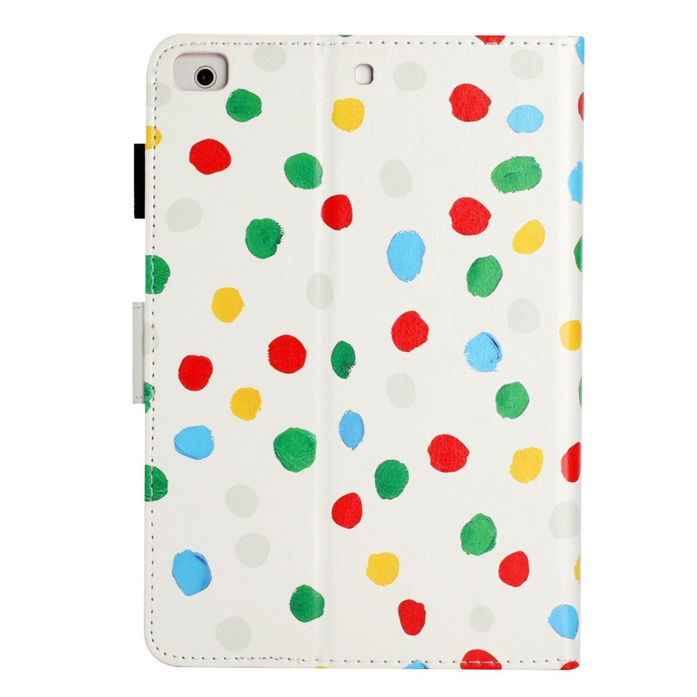 iPad Pro 9.7 (2016) / iPad Air / iPad Air 2 / iPad 9.7 (2017/2018) Leather Flip Case w. Colored Dots - White / Multi