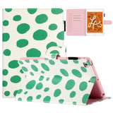 iPad Pro 9.7 (2016) / iPad Air / iPad Air 2 / iPad 9.7 (2017/2018) Leather Flip Case w. Colored Dots - White / Green