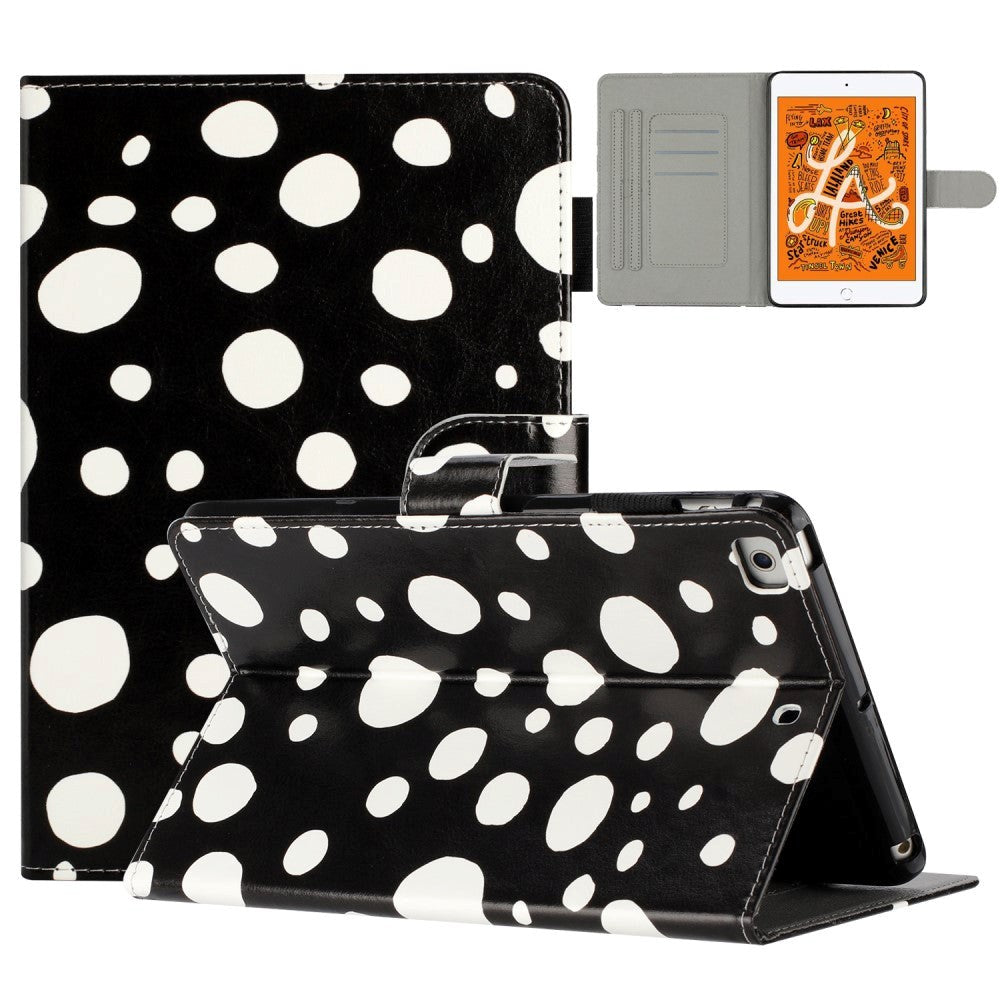 iPad Pro 9.7 (2016) / iPad Air / iPad Air 2 / iPad 9.7 (2017/2018) Leather Flip Case w. Colored Dots - Black / White